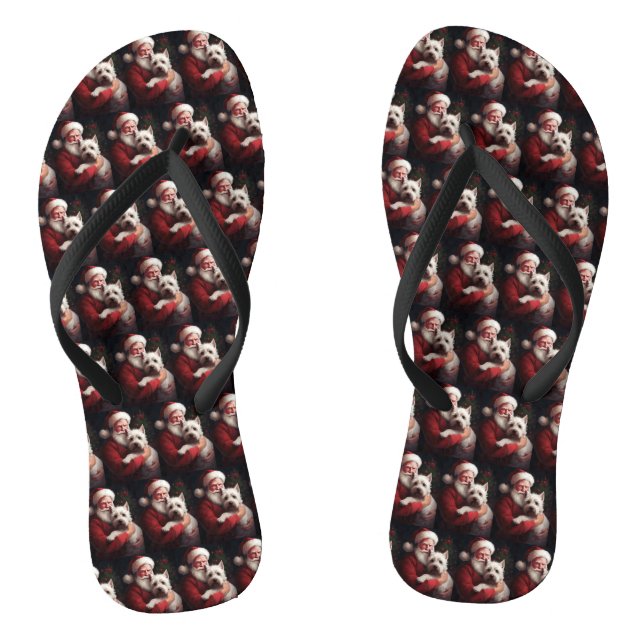 West Highland White Terrier Santa Claus Christmas Jandals (Footbed)
