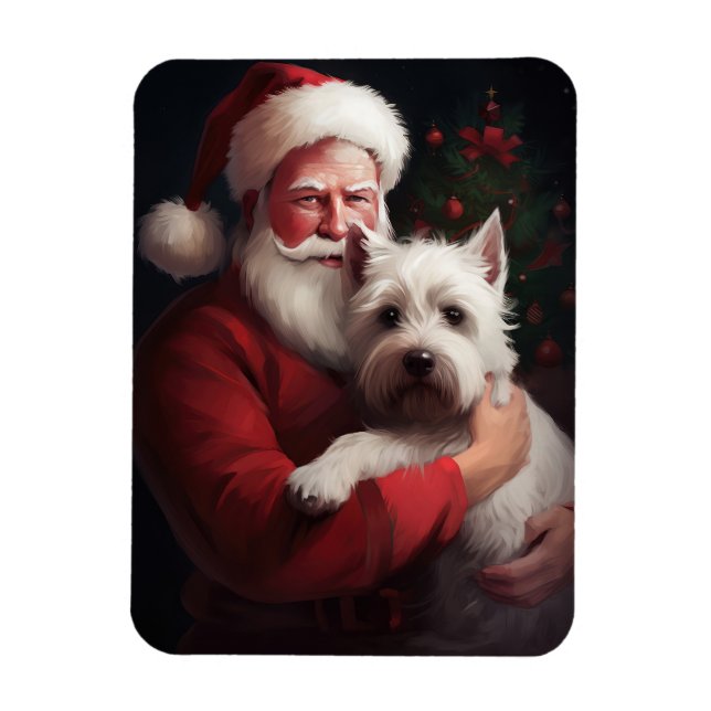 West Highland White Terrier Santa Claus Christmas Magnet (Vertical)