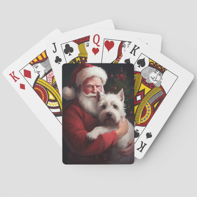 West Highland White Terrier Santa Claus Christmas Playing Cards (Back)