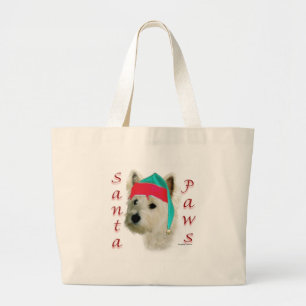 West Highland White Terrier Santa Paws Large Tote Bag