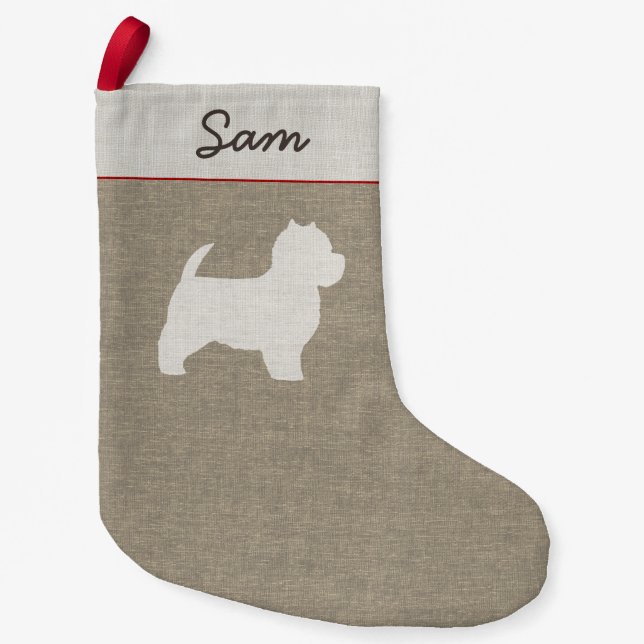 West Highland White Terrier Silhouette Westie Small Christmas Stocking (Front)