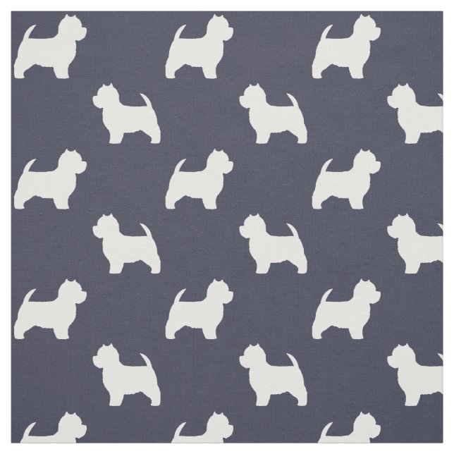 West Highland White Terrier Silhouettes Pattern Fabric (Swatch)