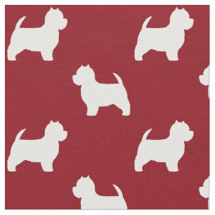 West Highland White Terrier Silhouettes Pattern Fabric