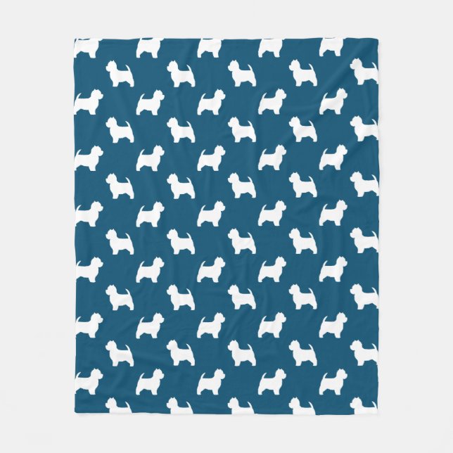 West Highland White Terrier Silhouettes Westie Dog Fleece Blanket (Front)