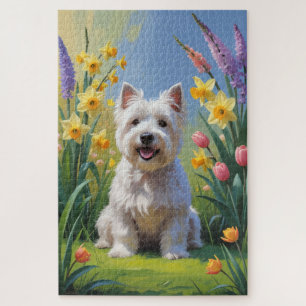West Highland White Terrier Spring Flowers  Jigsaw Puzzle