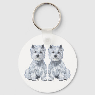 West Highland White Terrier Twins! Key Ring