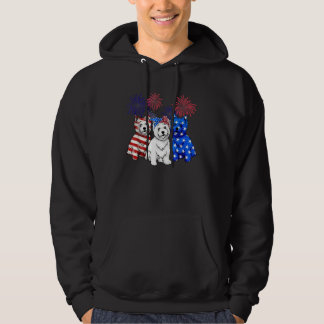 West Highland White Terrier US Flag 4th July Dog M Hoodie