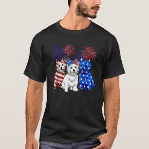 West Highland White Terrier US Flag 4th July Dog M T-Shirt