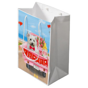 West Highland White Terrier Valentine's Day Truck Medium Gift Bag