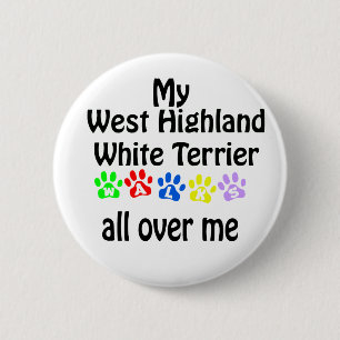 West Highland White Terrier Walks Design 6 Cm Round Badge