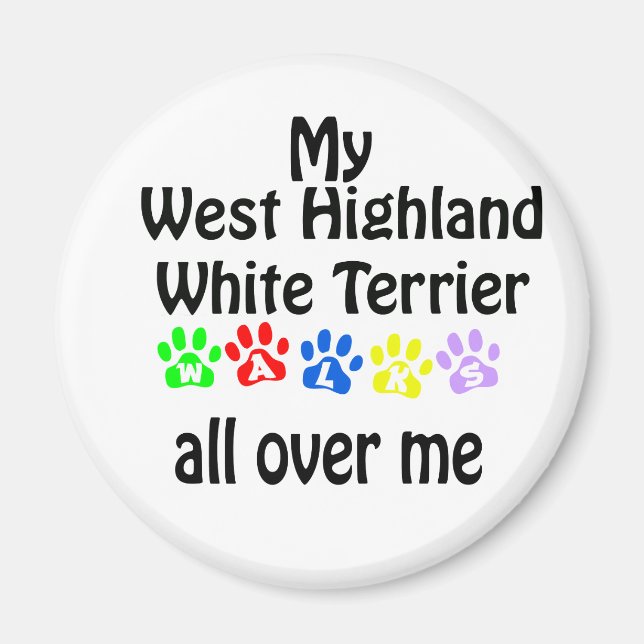 West Highland White Terrier Walks Design Magnet (Front)