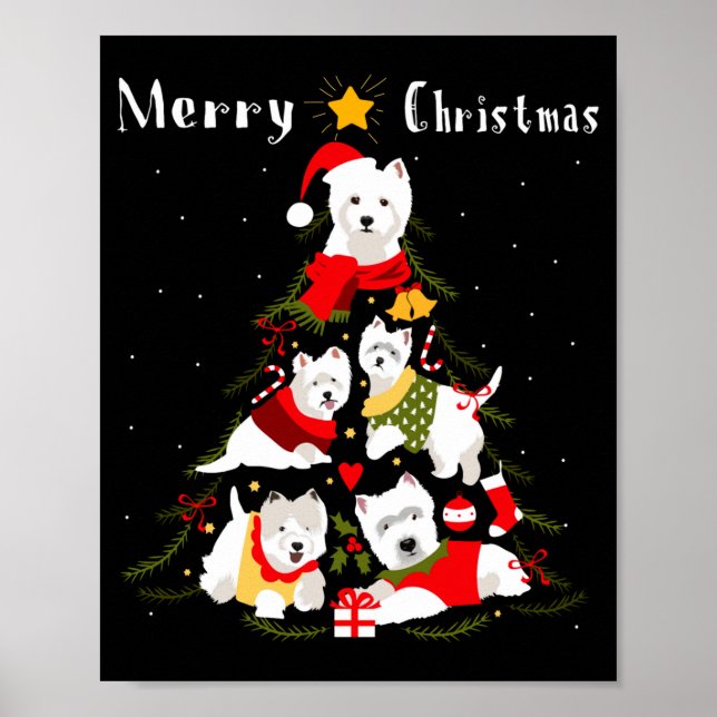 West Highland White Terrier Westie Christmas Tree  Poster (Front)