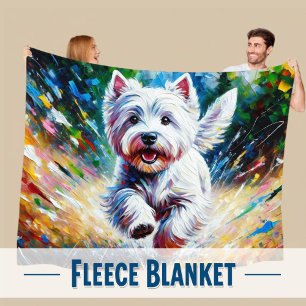 West Highland White Terrier "Westie" Dog Portrait Fleece Blanket