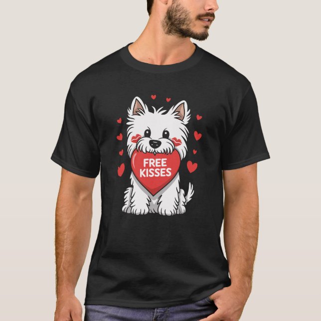 West Highland White Terrier Westie Dog Valentines  T-Shirt (Front)