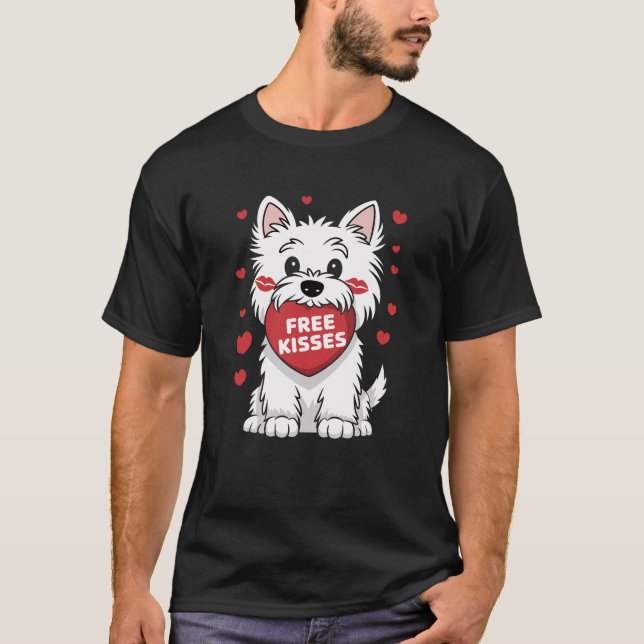 West Highland White Terrier Westie Dog Valentines  T-Shirt (Front)