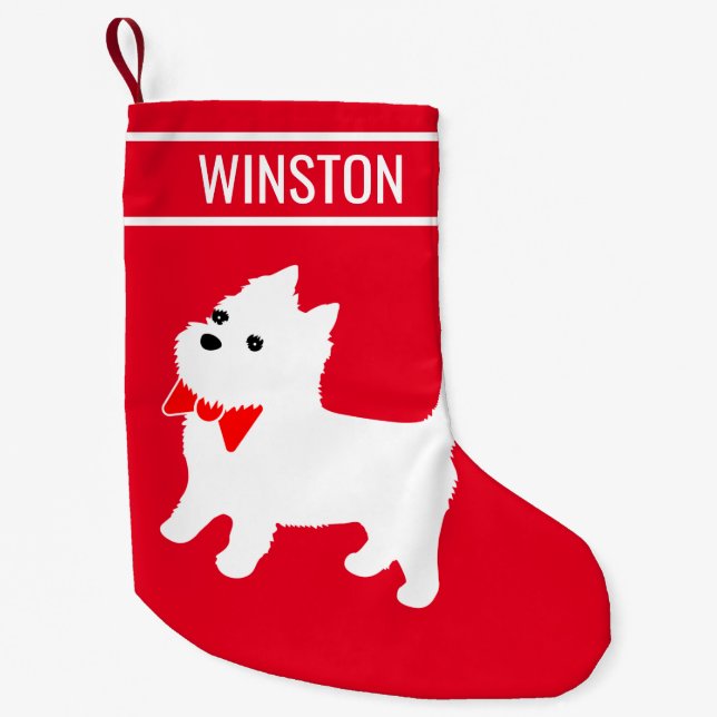 West Highland White Terrier Westie Puppy Dog Small Christmas Stocking (Front)