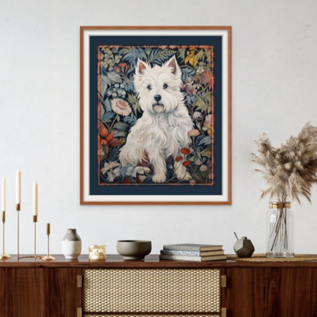 West Highland White Terrier Westie Tapestry Style Photo Print (Frame and mat not included.)