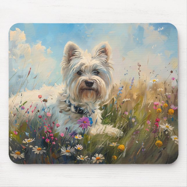 West Highland White Terrier Wildflowers Mouse Pad (Front)