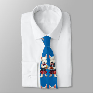 West Highland White Terriers Celebrating Burns Tie