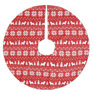 West Highland White Terriers Christmas Pattern Red Brushed Polyester Tree Skirt