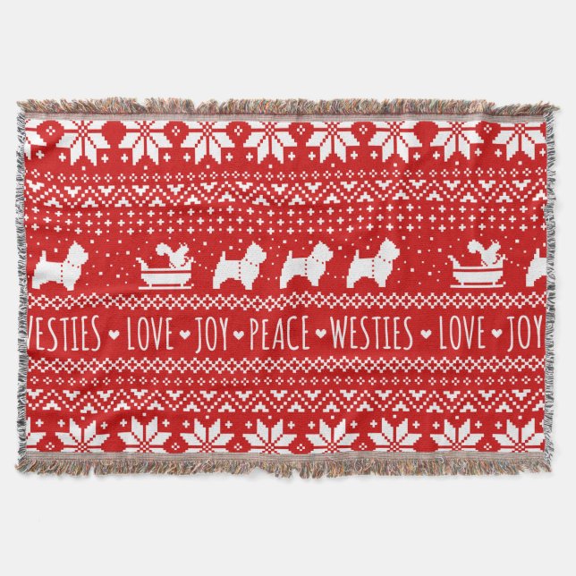 West Highland White Terriers Christmas Westie Dogs Throw Blanket (Front)