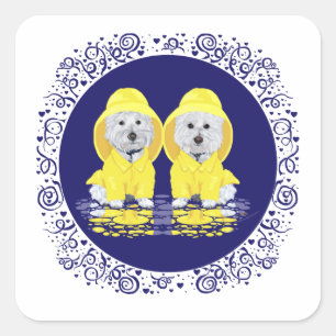West Highland White Terriers Rain Square Sticker