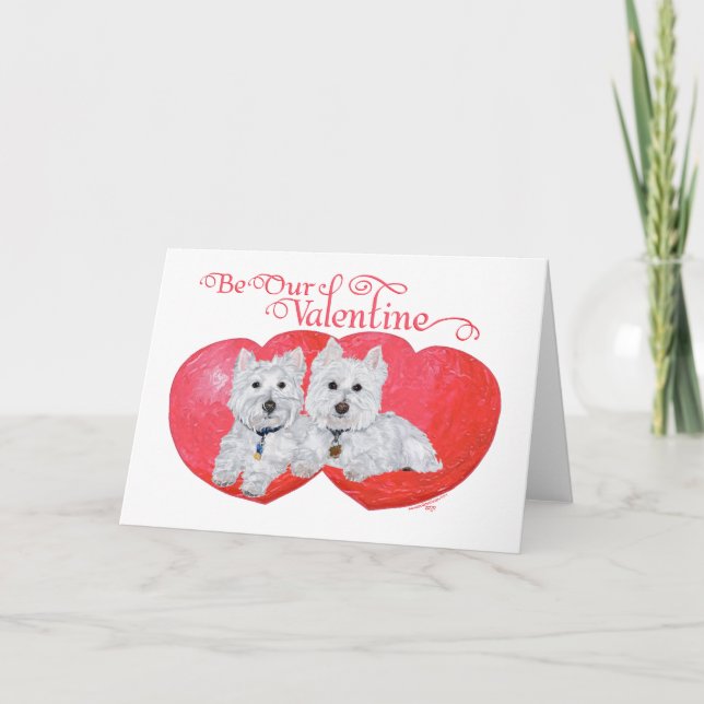 West Highland White Terriers Valentine Holiday Card (Front)