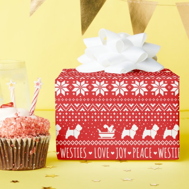 West Highland White Terriers Westie Christmas Wrap Wrapping Paper (Birthday Party)
