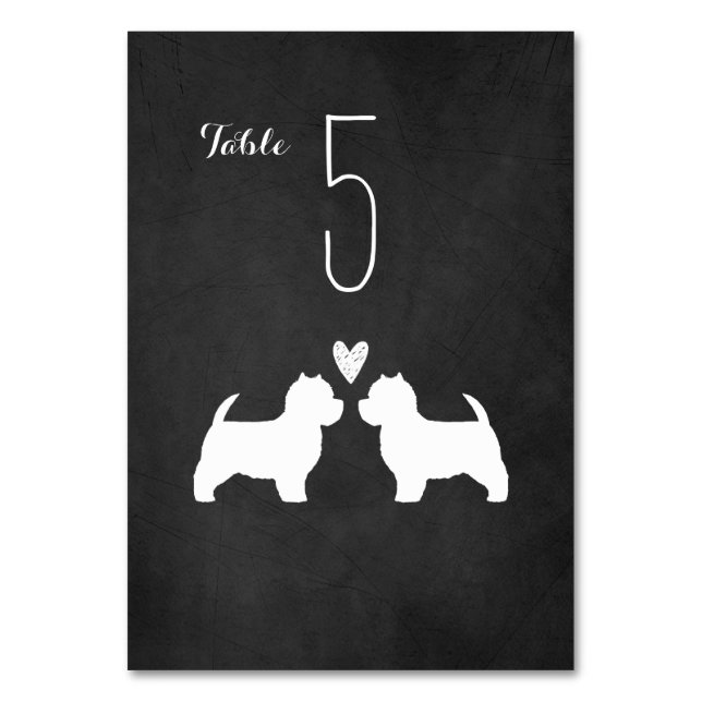 West Highland White Terriers | Westie Dogs Wedding Table Number (Front)