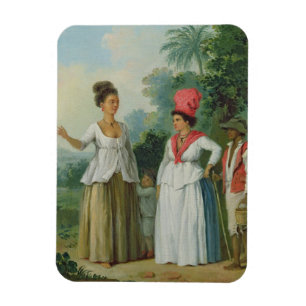 West Indian Women of Colour, with a Child and Blac Magnet