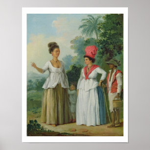 West Indian Women of Colour, with a Child and Blac Poster
