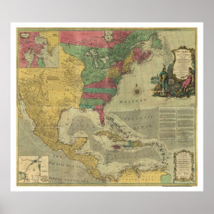 West Indies & North America Map - 1774 Poster