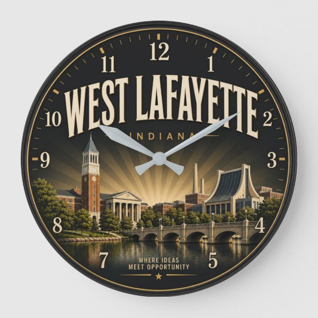 West Lafayette Indiana College Town Large Clock (Front)