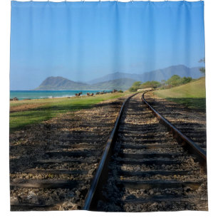 West Oahu Hawaii Mountains and Railroad Shower Curtain