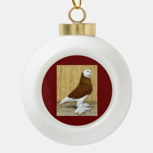 West of England Tumbler Red Baldhead Ceramic Ball Christmas Ornament