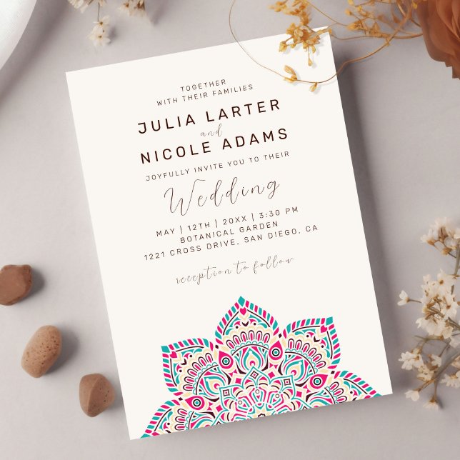 West Pacific Variant Oval Classic Mandala Wedding Invitation (Creator Uploaded)