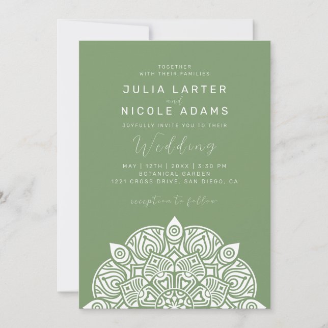 West Pacific Variant Oval Classic Mandala Wedding Invitation (Front)