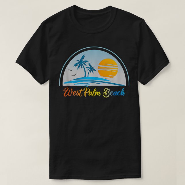 West Palm Beach FL Florida Souvenir Palm Tree Surf T-Shirt (Design Front)