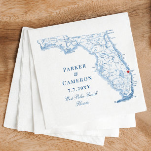 West Palm Beach Florida Map Elegant Wedding  Napkin