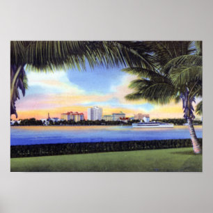 West Palm Beach Florida Skyline at Sunset Poster