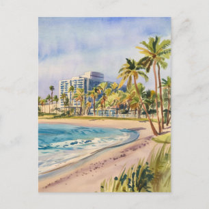 West Palm Beach, Florida, Watercolor Painting Postcard