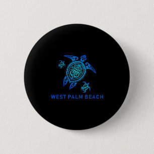 West Palm Beach Sea Blue Tribal Turtle 6 Cm Round Badge