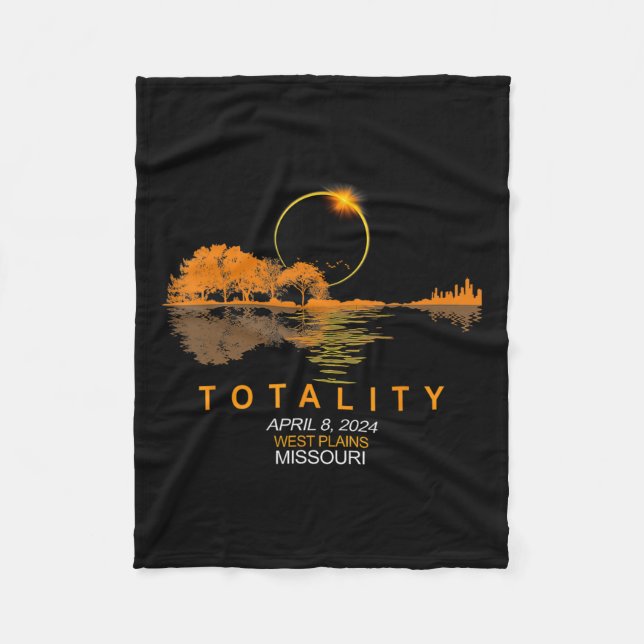 West Plains America Total Solar Eclipse 2024  Fleece Blanket (Front)