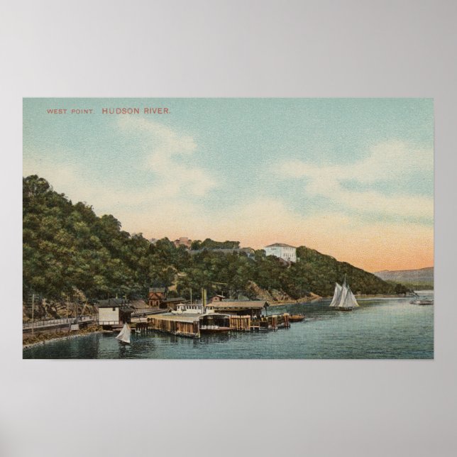 West Point, NY - View of Harbor on Hudson River Poster (Front)