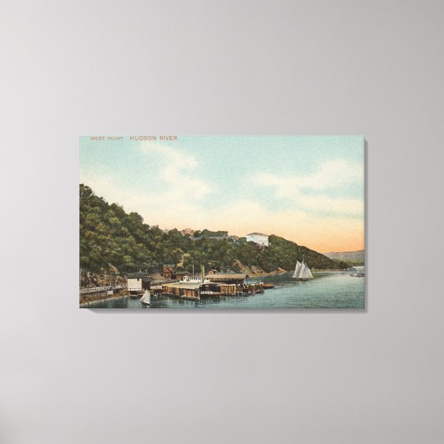 West Point, NY - View of Harbour on Hudson River Canvas Print (Front)