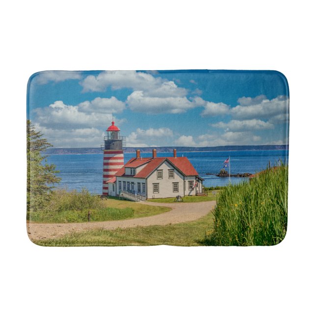 West Quoddy Head Lighthouse, Lubec, Maine Bath Mat (Front)