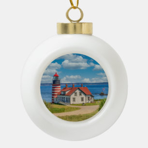 West Quoddy Head Lighthouse, Lubec, Maine Ceramic Ball Christmas Ornament