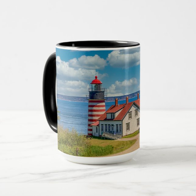 West Quoddy Head Lighthouse, Lubec, Maine Mug (Front Left)