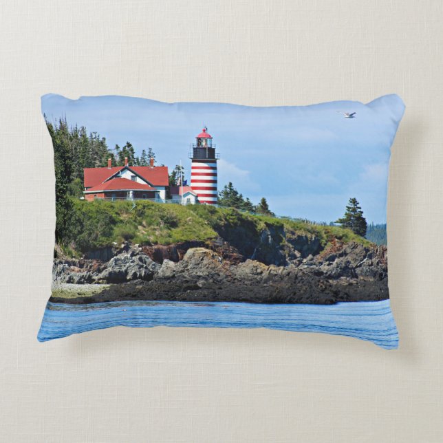 West Quoddy Head Lighthouse, Maine Decorative Cushion (Back)