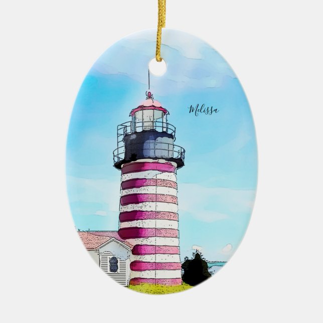 West Quoddy Maine Lighthouse Ornament (Front)
